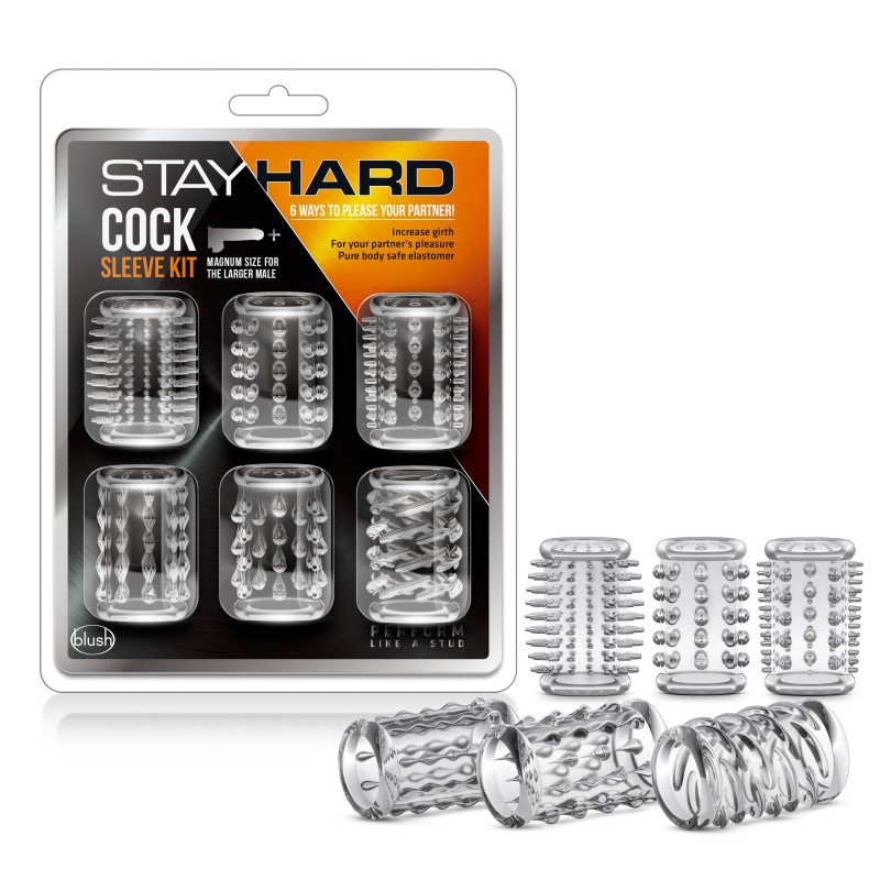 Stay Hard Cock Sleeve Kit - Clear (6 Pack)